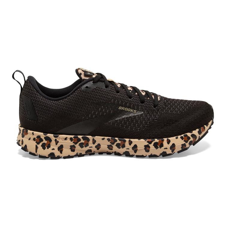 Brooks Women's REVEL 4 Road Running Shoes - Black/Latte/Metallic/Leopard/Khaki - Canada (VXUBP-7091)